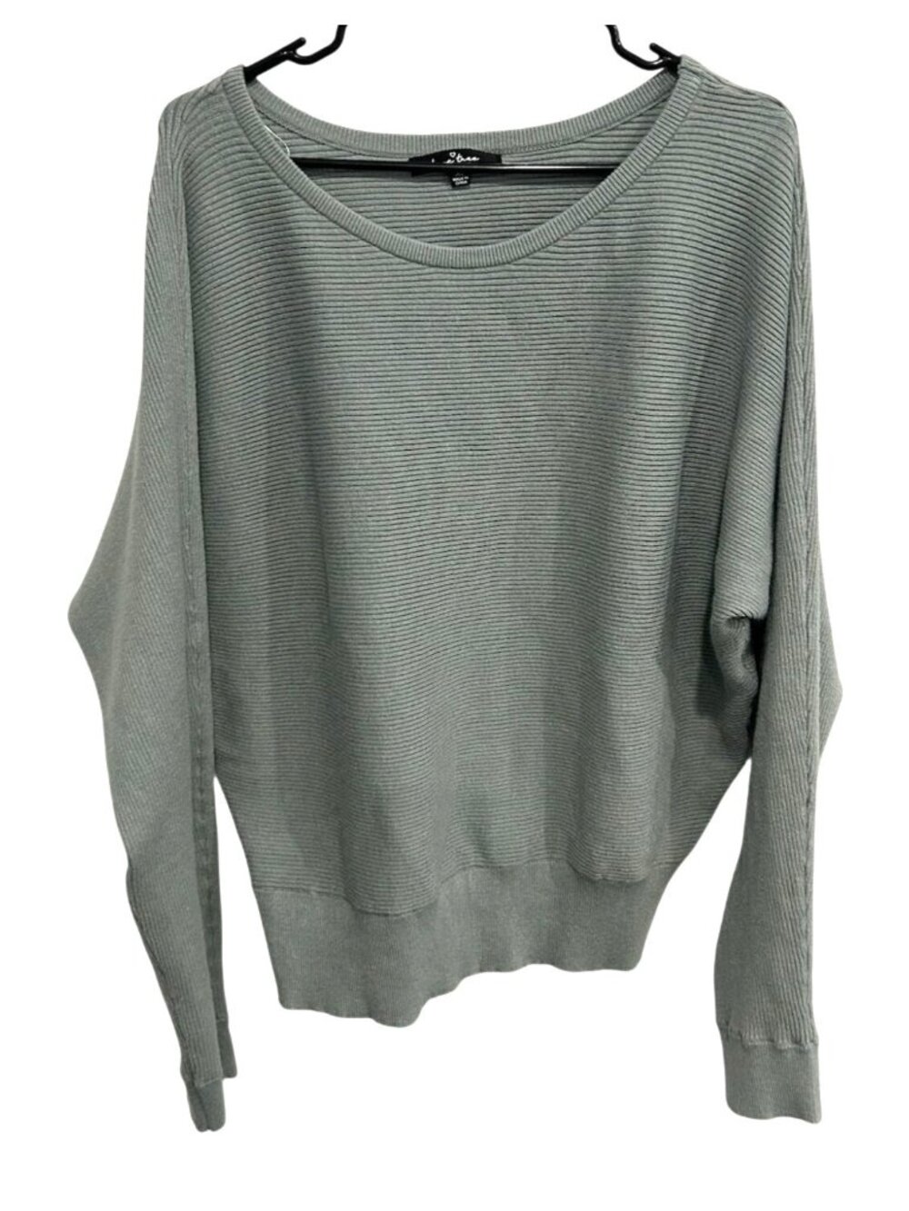 Love Tree XL Gray Ribbed Boat Neck Viscose Blend Sweater Cozycore Minimalist